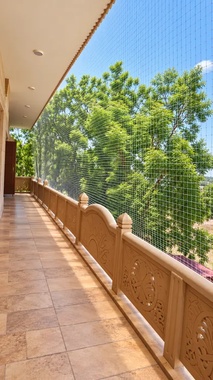 Bird netting on open terrace and penthouse balcony